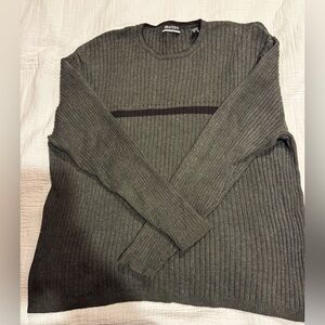 Brandini Gray W/Black Stripe Crewneck Sweater Men’s XXL Cotton Rayon Knit Y2K